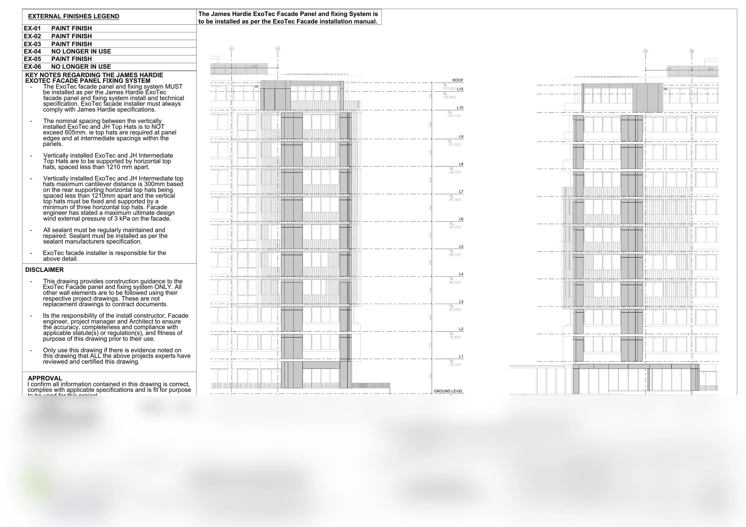 Facade workshop drawing, panel layout elevation