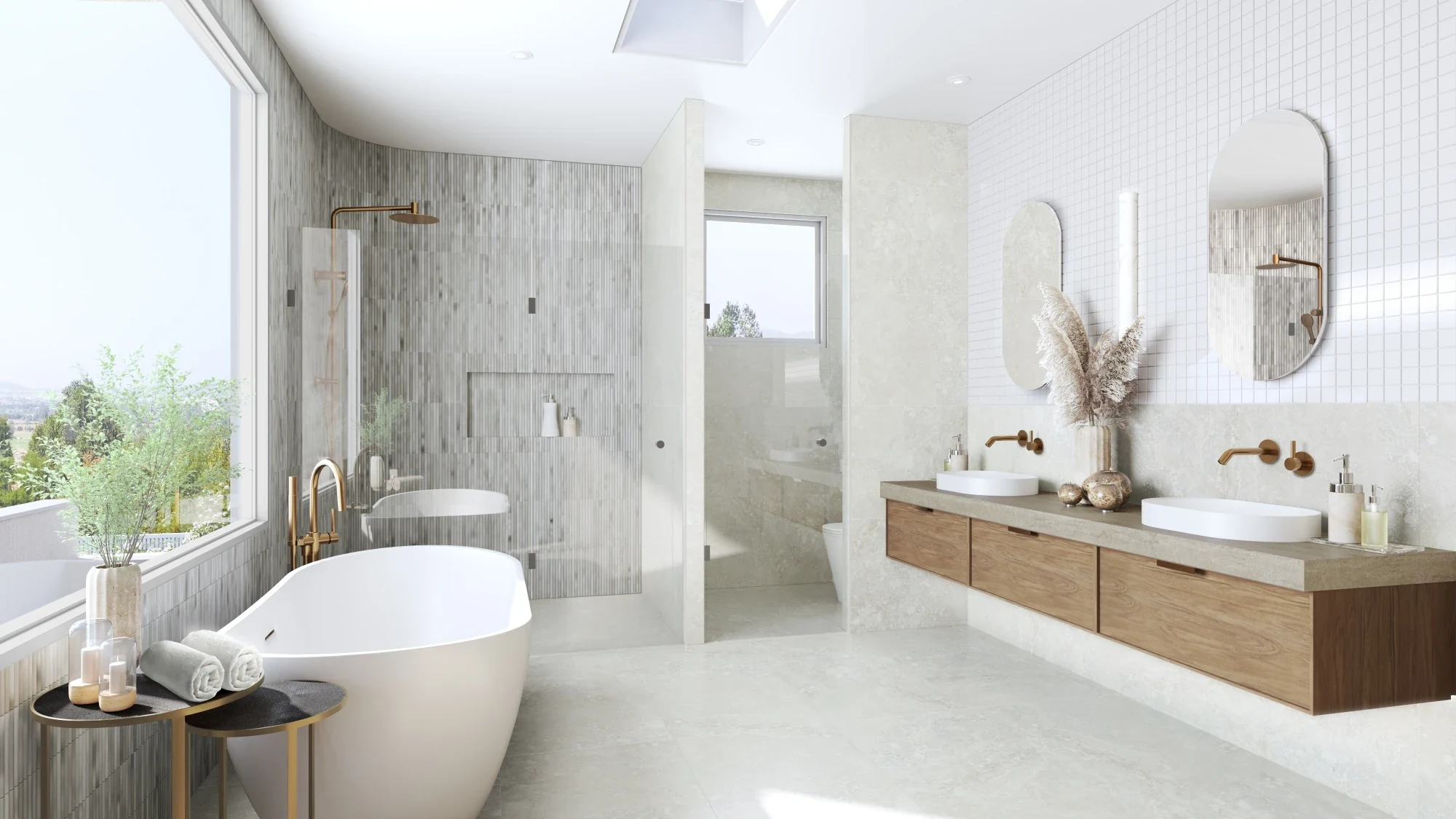 Photorealistic interior master ensuite 3D render