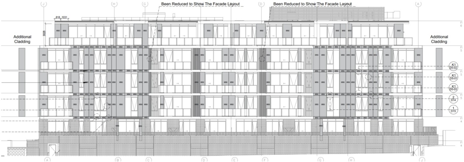 Cladding takeoff counted from a facade panel elevation