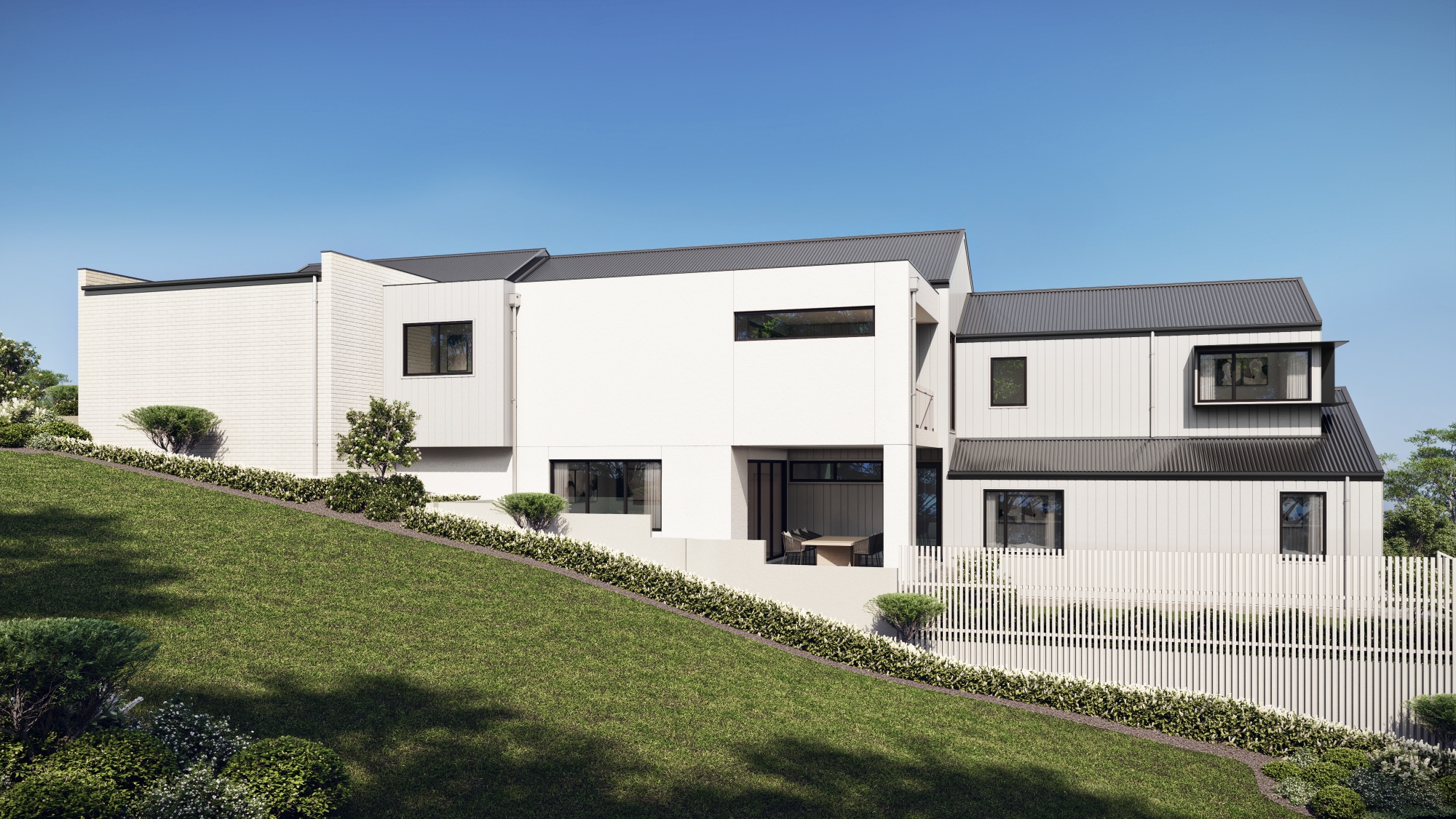 James Hardie Sharmaine Highton modern home 3D render — side north elevation